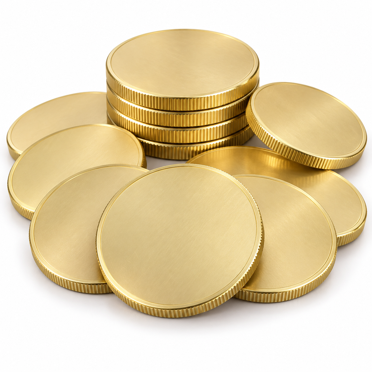 60mm Solid Brass Coin Blank | 4mm Thick with Reeded Edge