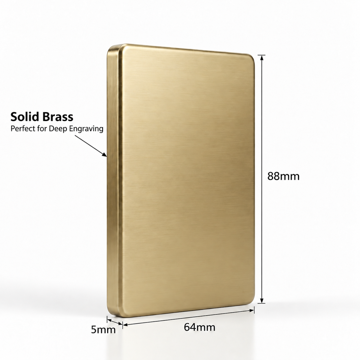 Solid Brass Engraving Blank | 88 × 64 × 5mm | Preorder