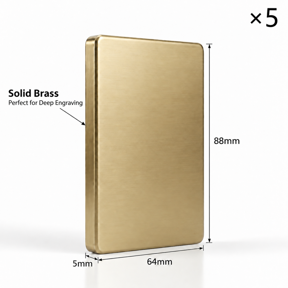 Solid Brass Engraving Blank | 88 × 64 × 5mm | Preorder