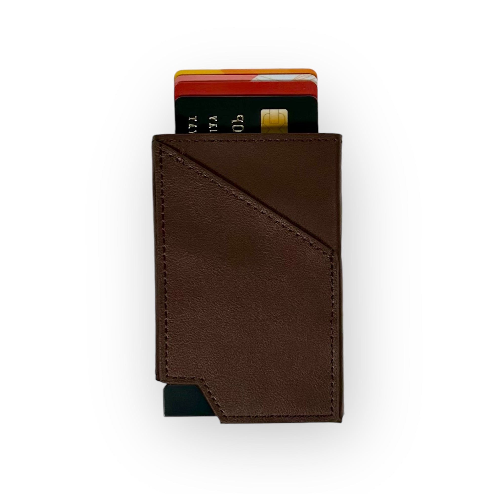 Premium Leather RFID Pop-Up Card Wallet w/ 2 Pockets | 10 Pack | Minimalist Design