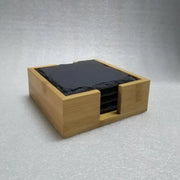 Natural Slate Coaster Set | 10 Sets of 4 Coaster w/ Wooden Holder