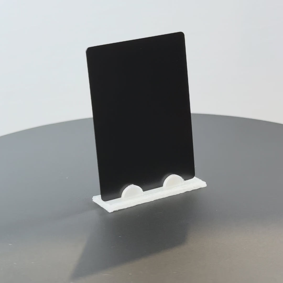 Load video: Stainless Steel / Matt Black UV Ready Metal Cards | 88×64×0.8mm (Blanks)